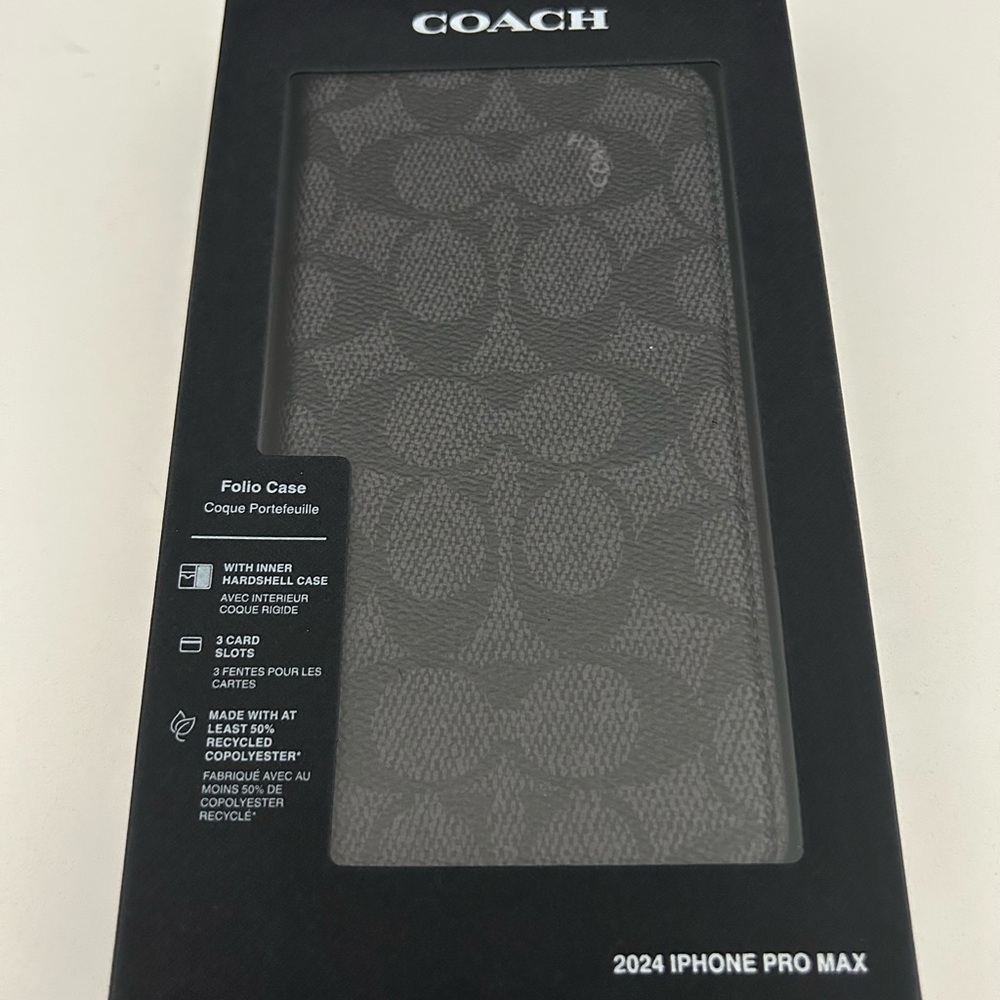 Coach iPhone 16 PRO MAX Signature Canvas Wallet Folio Case
